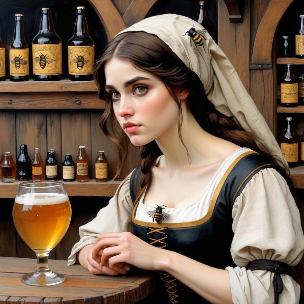 Medieval Tavern Barmaid with Flawless Eyes