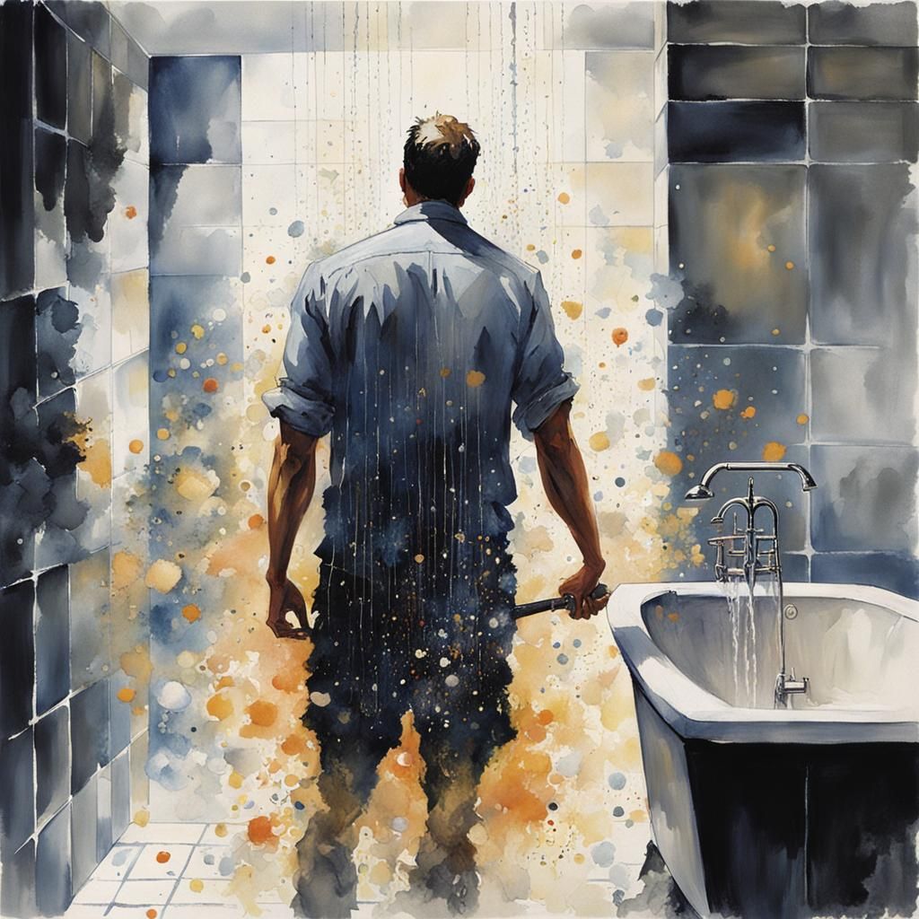 Detailed Watercolor of Shower Singer