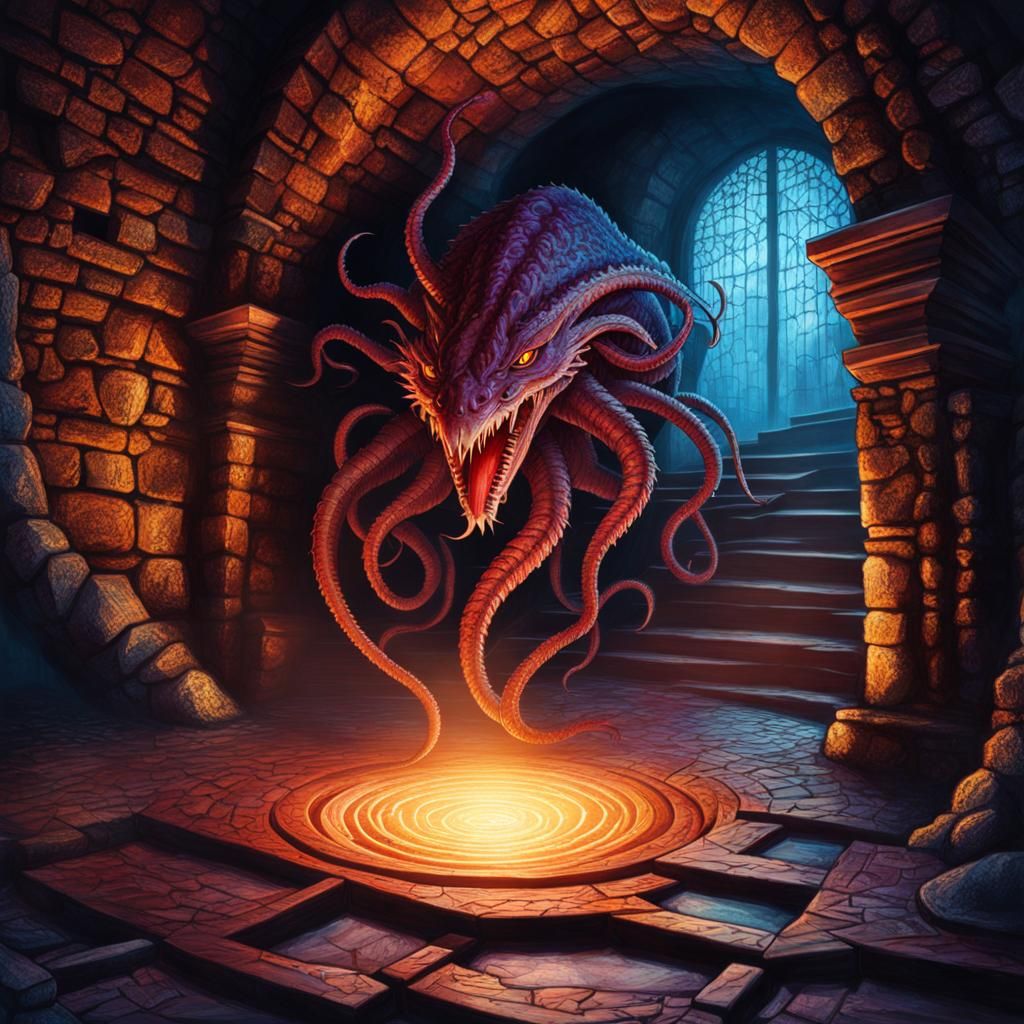 Lovecraftian Horror Emerges from Dungeon, Astral Illustratio...