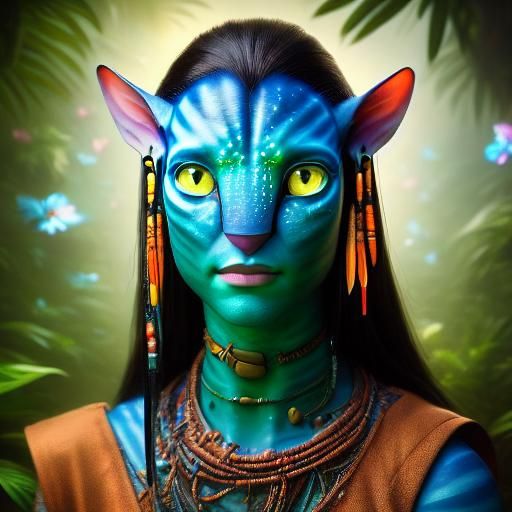 Photorealistic Na'vi Woman in Jungle Portrait