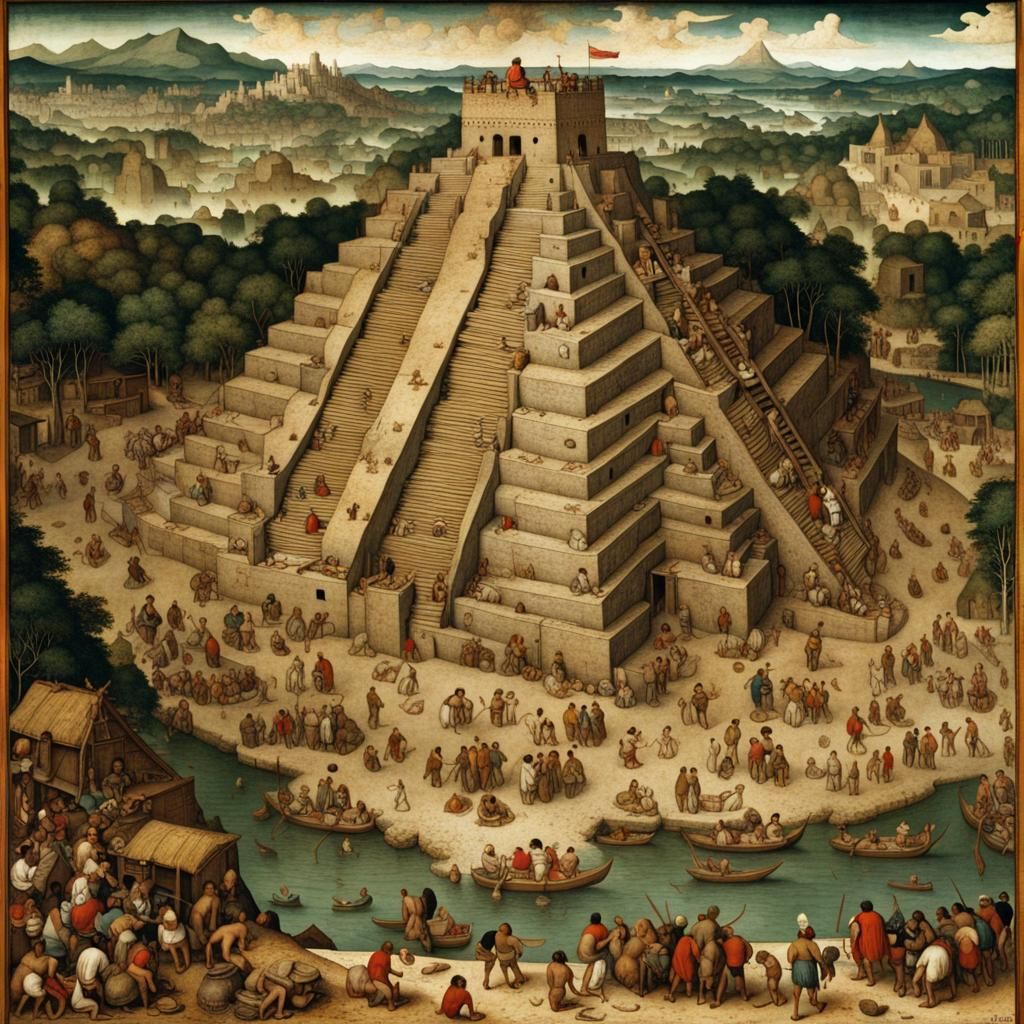 Aztec Mexico Illustration in Historical Painting Style