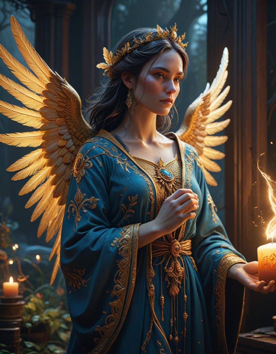 Ethereal Angel Offers Glowing Heart