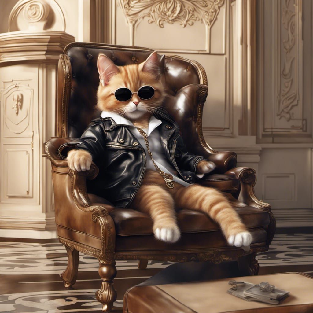 Hyperrealistic Ginger Kitty Boss in Palace