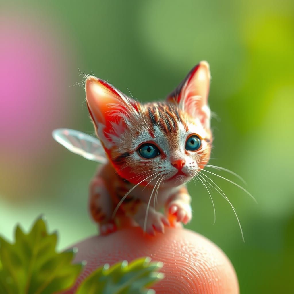 Realistic Strawberry-Kitten Hybrid in Hyper-Detailed Style