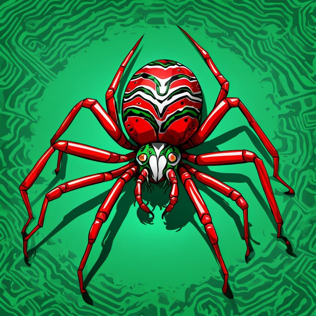 Striking Red Spider in Pop Art Style