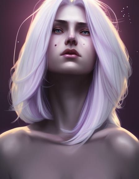 Woman with White Hair, Hyperdetailed Portrait