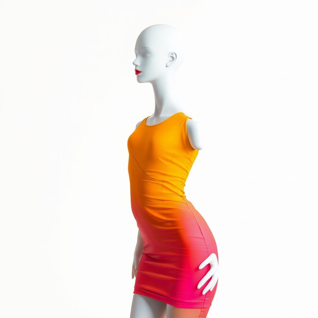 Albino Model in Pink, Yellow, and Orange Dress
