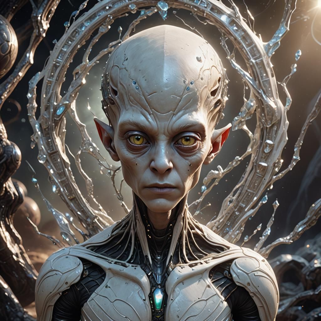 Hyperrealistic Diamond Alien Boy Portrait in 8k
