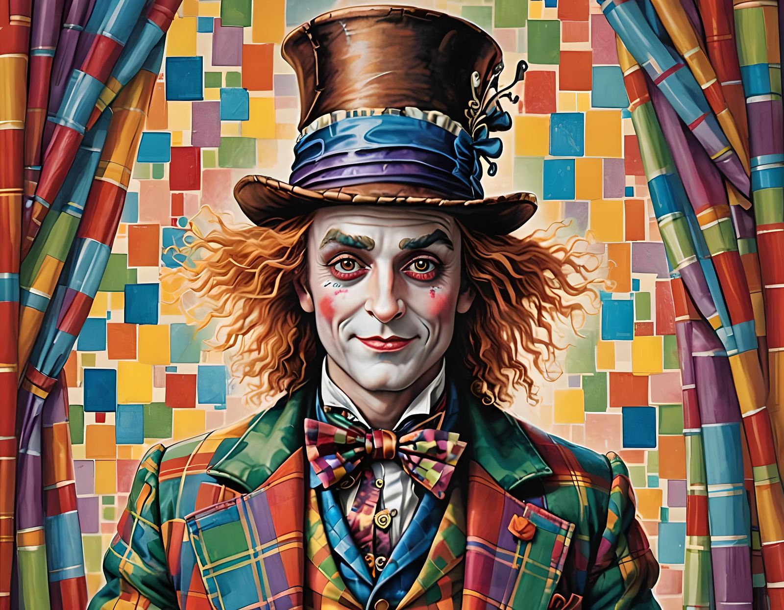 Mad Hatter in Madras Plaid, Disney-Style Illustration