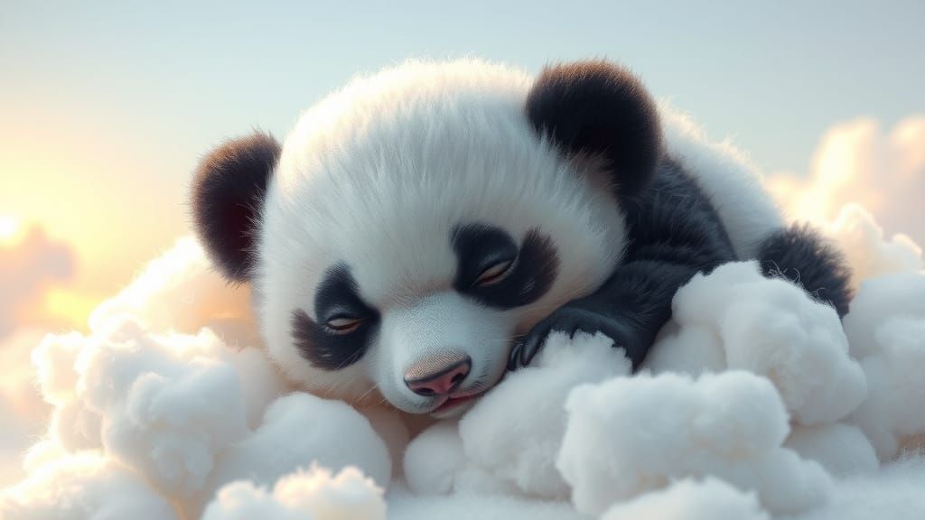 Baby Panda in Dreamy Cloudscape