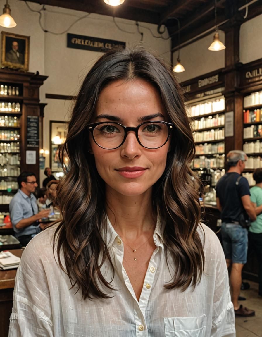 Brunette Woman Asks About Her Glasses