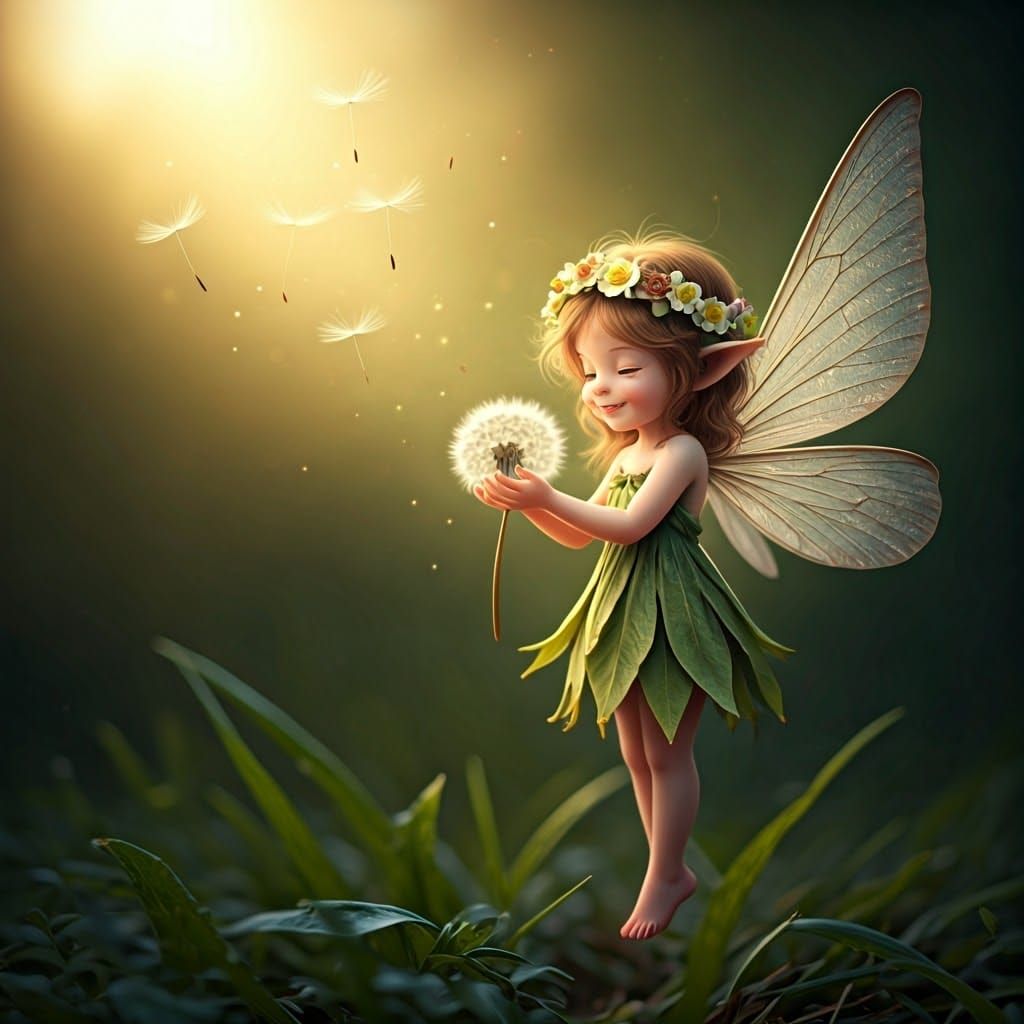 Delicate Fairy in Whimsical Macro Photography Style