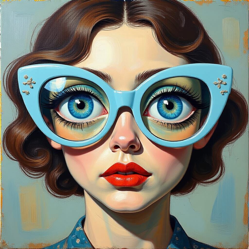 Magnified Blue Eyes in Expressionist Impasto