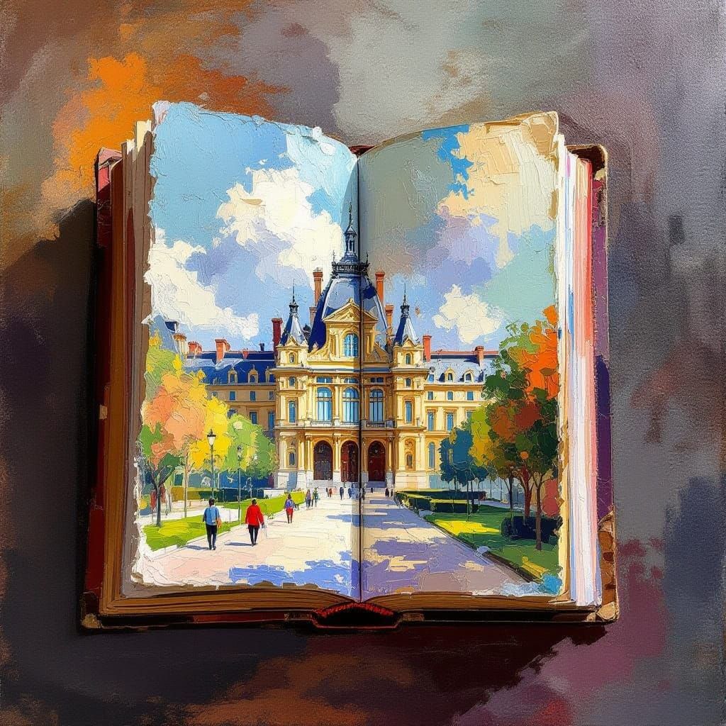 Epic Maximalist Impressionist Book as Gouache Painting