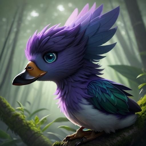 Grape Duck on Mushroom Throne: Pixar-Inspired 3D Art