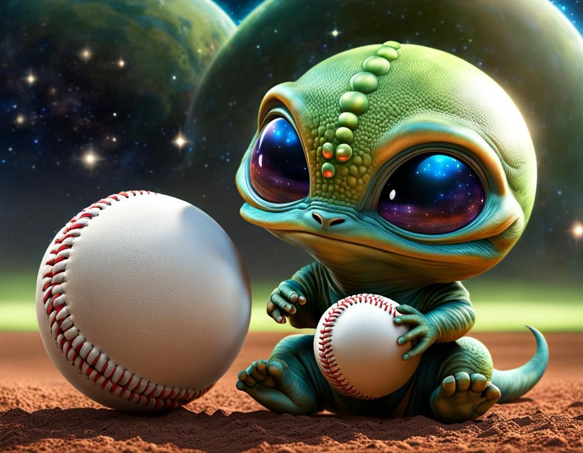 Alien Godbeasts Play Baseball in CGI Fantasy Art
