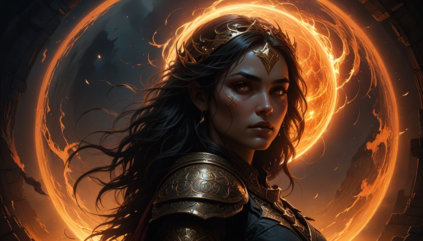 Ethereal Nordthra Warrior Contemplates Destiny Amidst Golden...