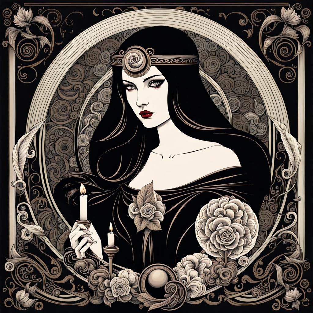 Gothic Goddess: Dreamy Surrealist Digital Illustration