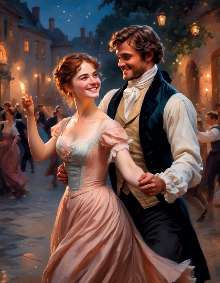 Regency Era Woman Dancing at Night