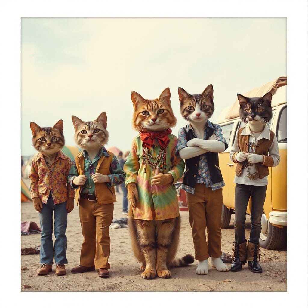 Hippie Cats at Woodstock-Inspired Music Festival