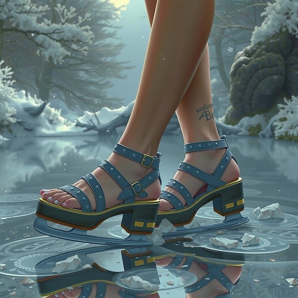 Winter Wonderland Feet in Grey Ice Skates