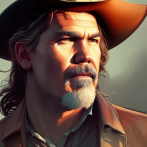 Josh Brolin as Cowboy: Hyperdetailed Portrait