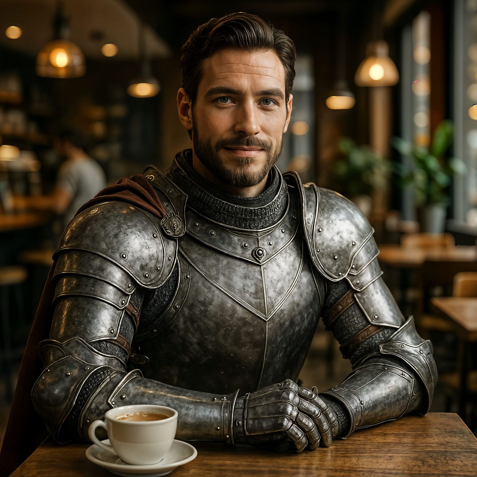 Confident Knight at the Cafe in CGI