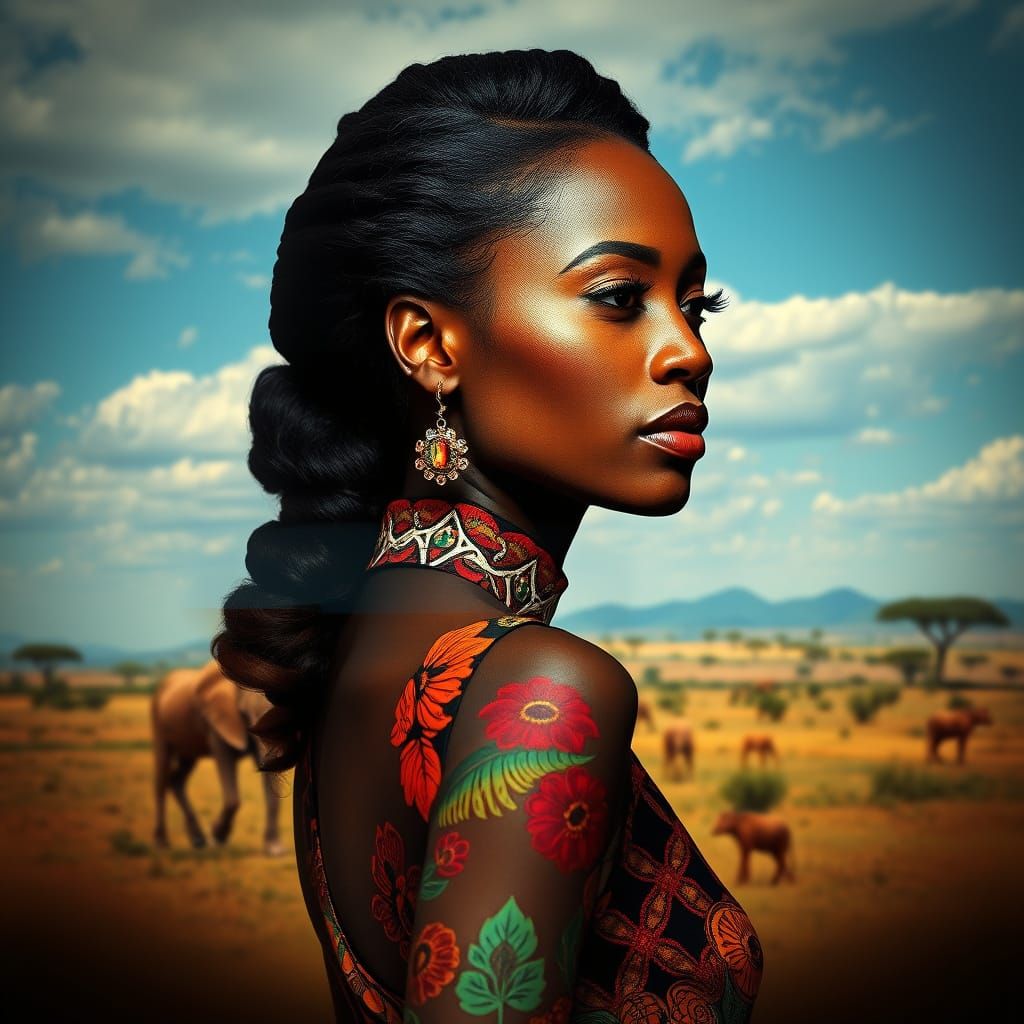 African Goddess Emerges from the Savannah