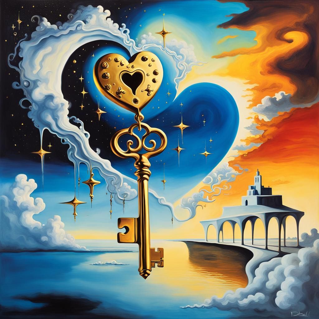 Cosmic Heart Key in Surrealist Style
