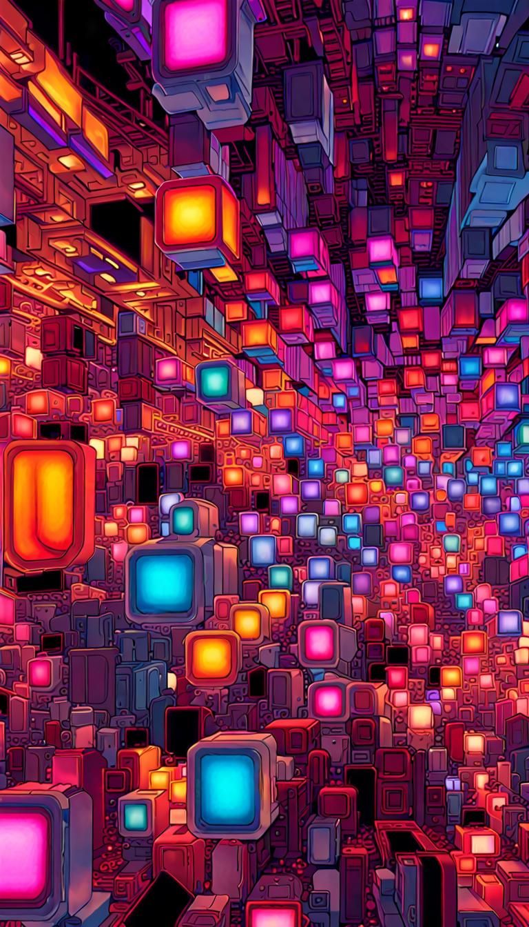 AI Confrontation: Neon Psychedelic Digital Art