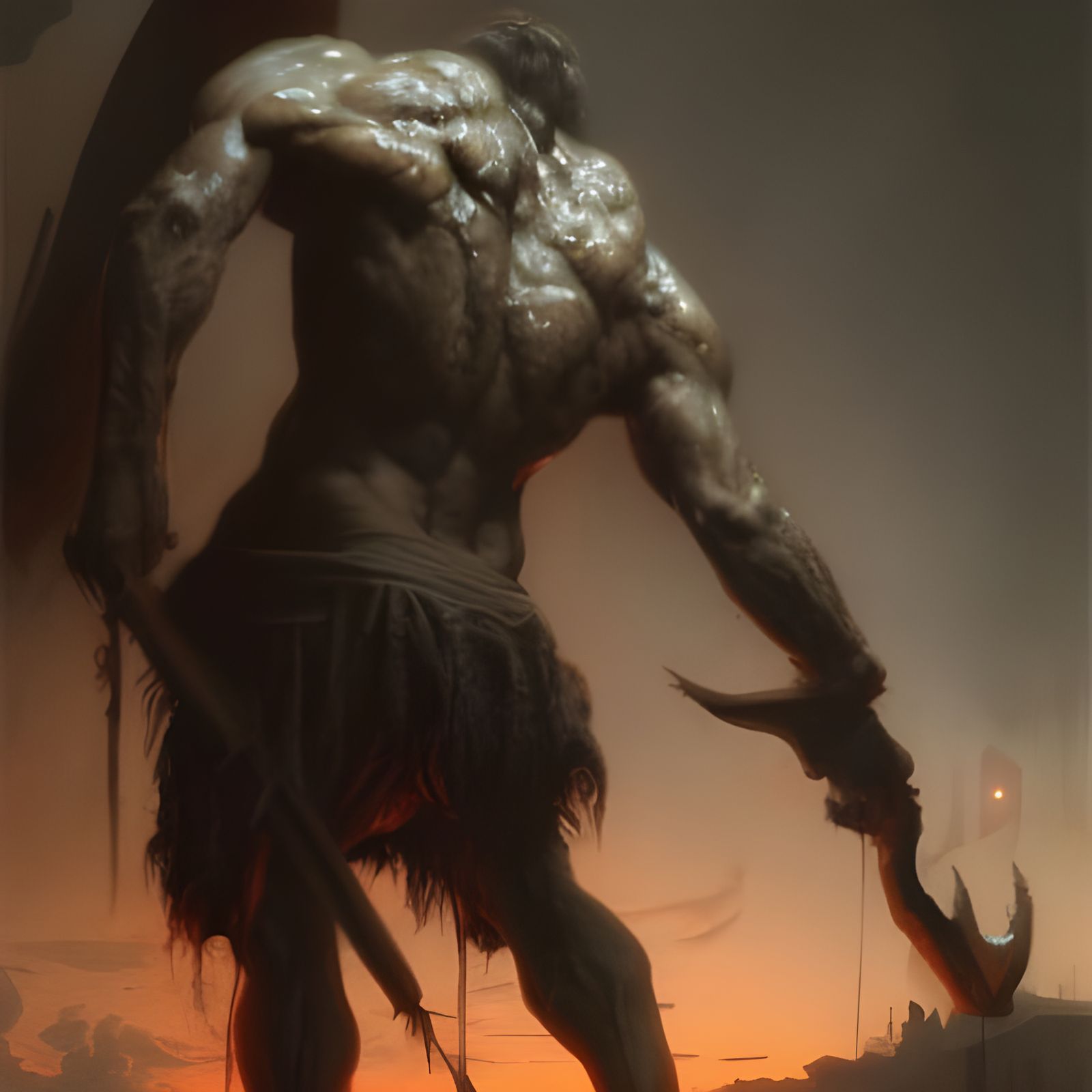 Muscular Minotaur Fighter in Hyperrealistic Style