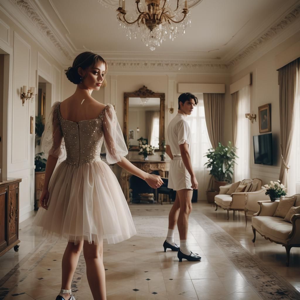 Dramatic Cinematic Portrait of a Boy in a Tulle Minidress