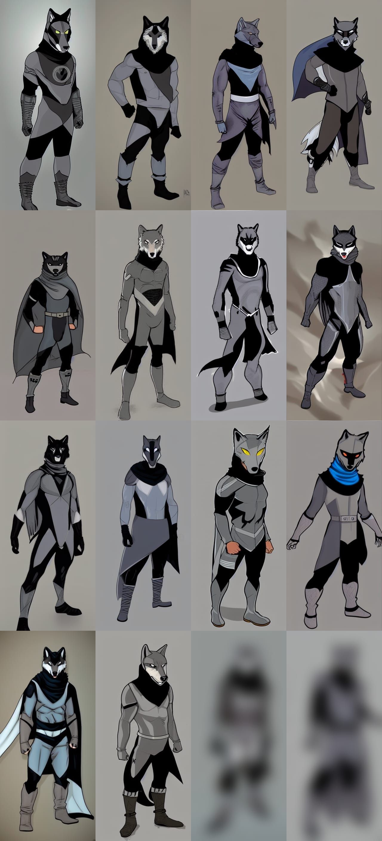 Wolf Superhero in Ninja Comic Book Style