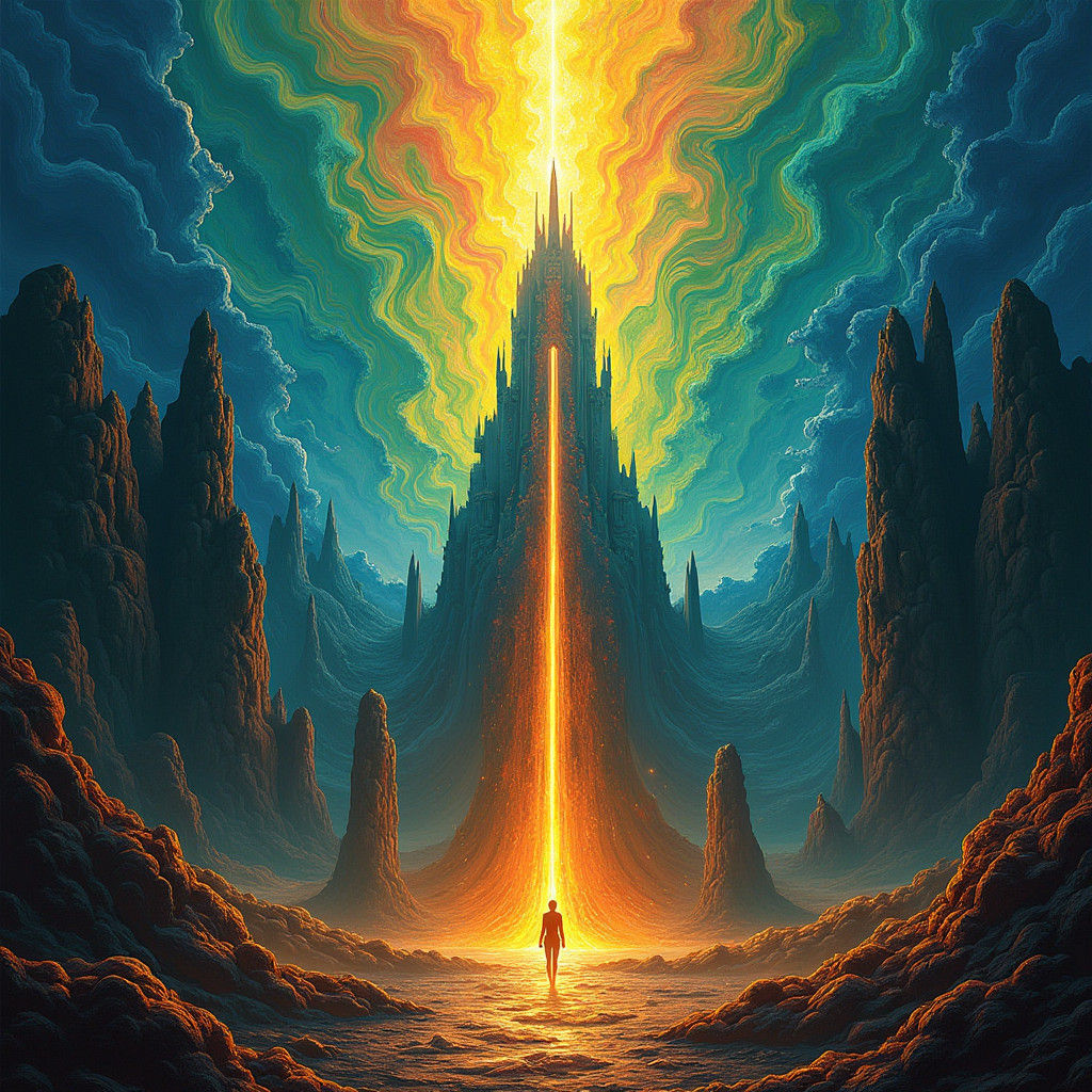 Surreal Fantasy World in Vibrant, Swirling Patterns