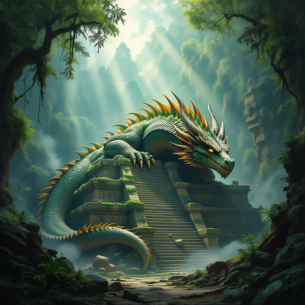 Ancient Dragon Sleeps on Overgrown Ziggurat