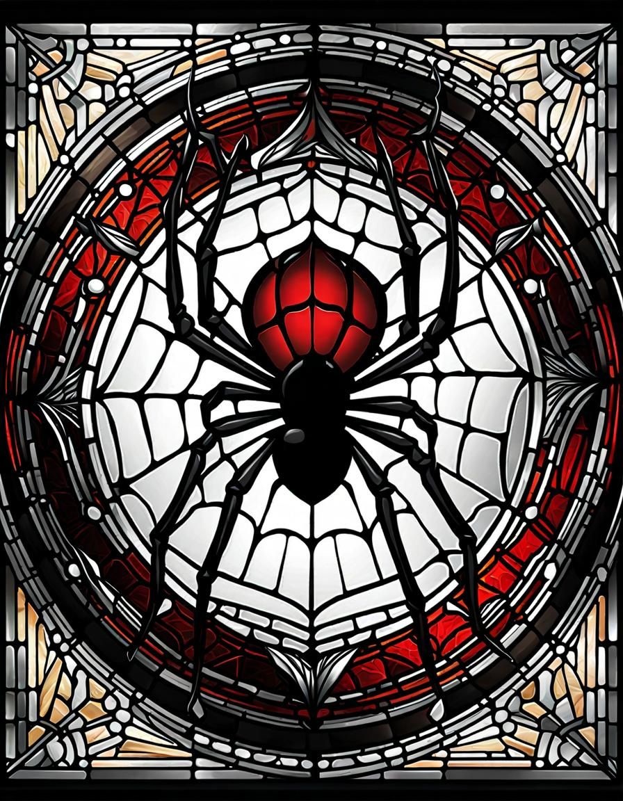 Spiderweb Stained Glass in Art Deco Gothic Style
