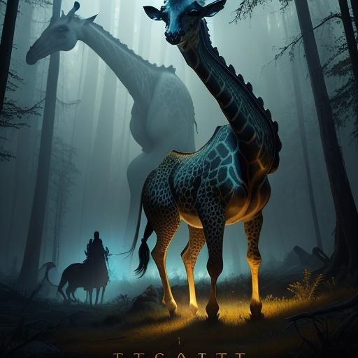 Surreal Giraffes in Ethereal Forest