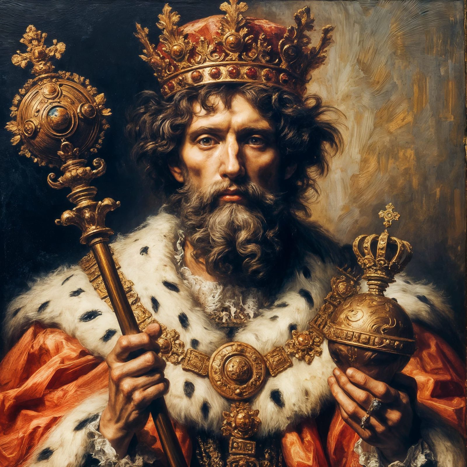 Impasto Oil Portrait of a Royal Figure in 17th Century Style