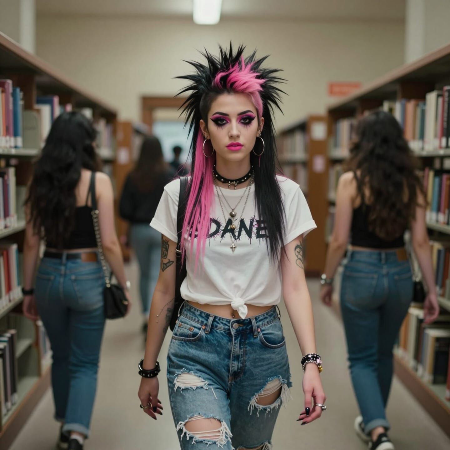 Punk Woman in LA Library Cinematic Film Still