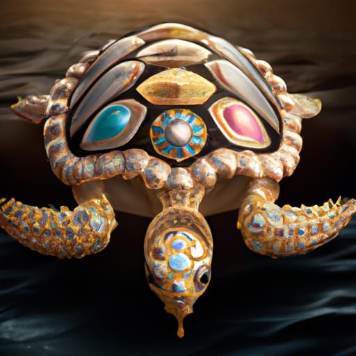 Diamond Turtle: Fantasy Splash Art in Gold