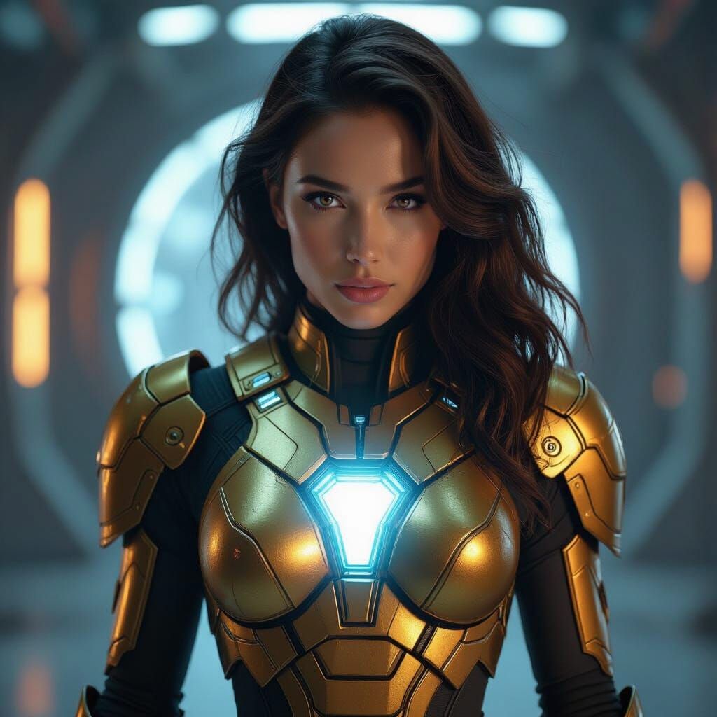 Futuristic Female Warrior with Energy Shield