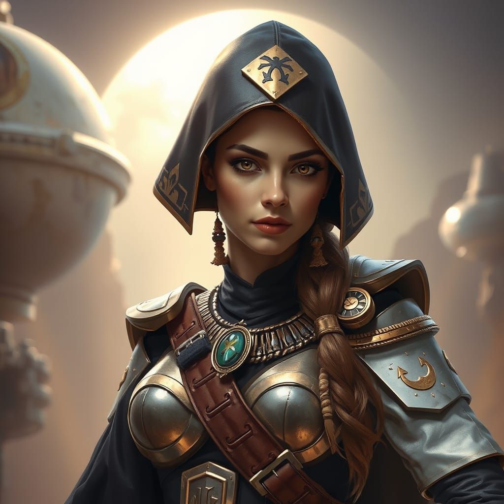 Sci-Fi Egyptian Princess in Spaceport, Digital Painting