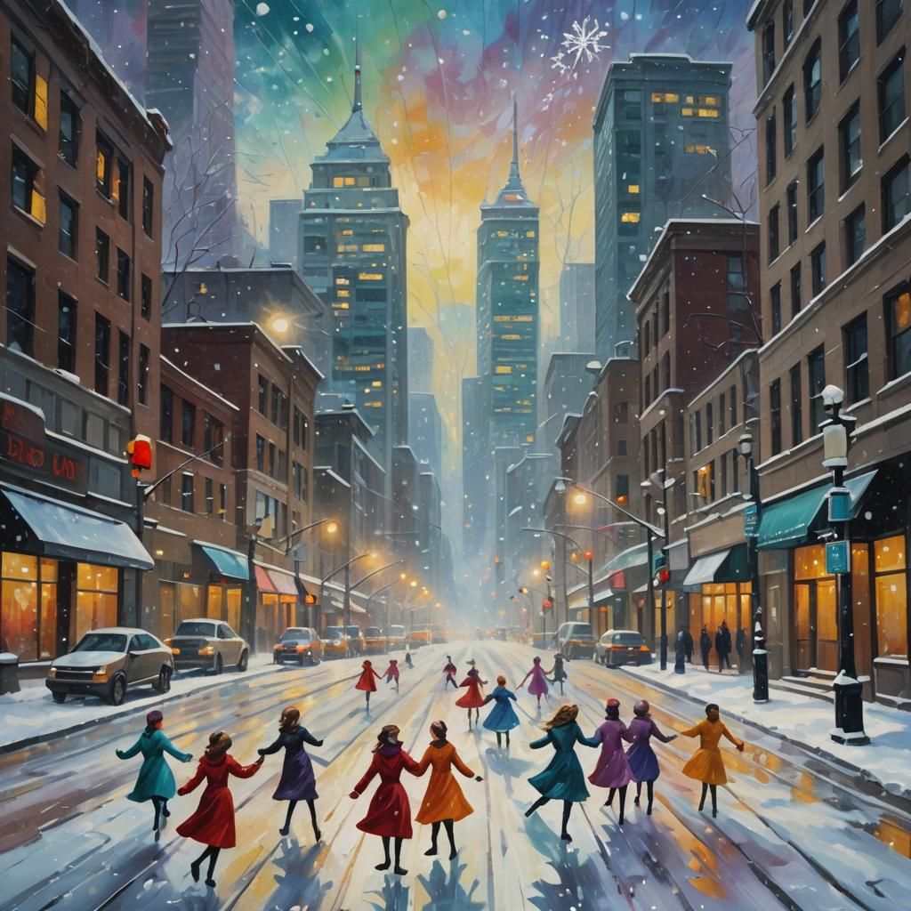 Toronto Blizzard: Dreamlike Oil Painting in Van Gogh Style