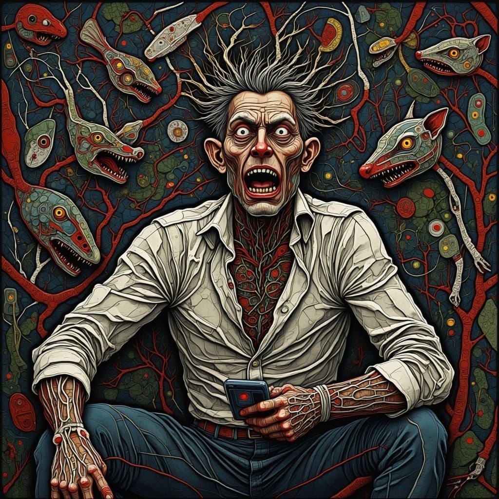 Distraught Man Scowls at Fake News on Phone