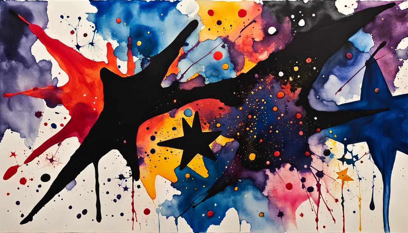 Cosmic Plasma Star Genesis in Abstract Expressionist Style