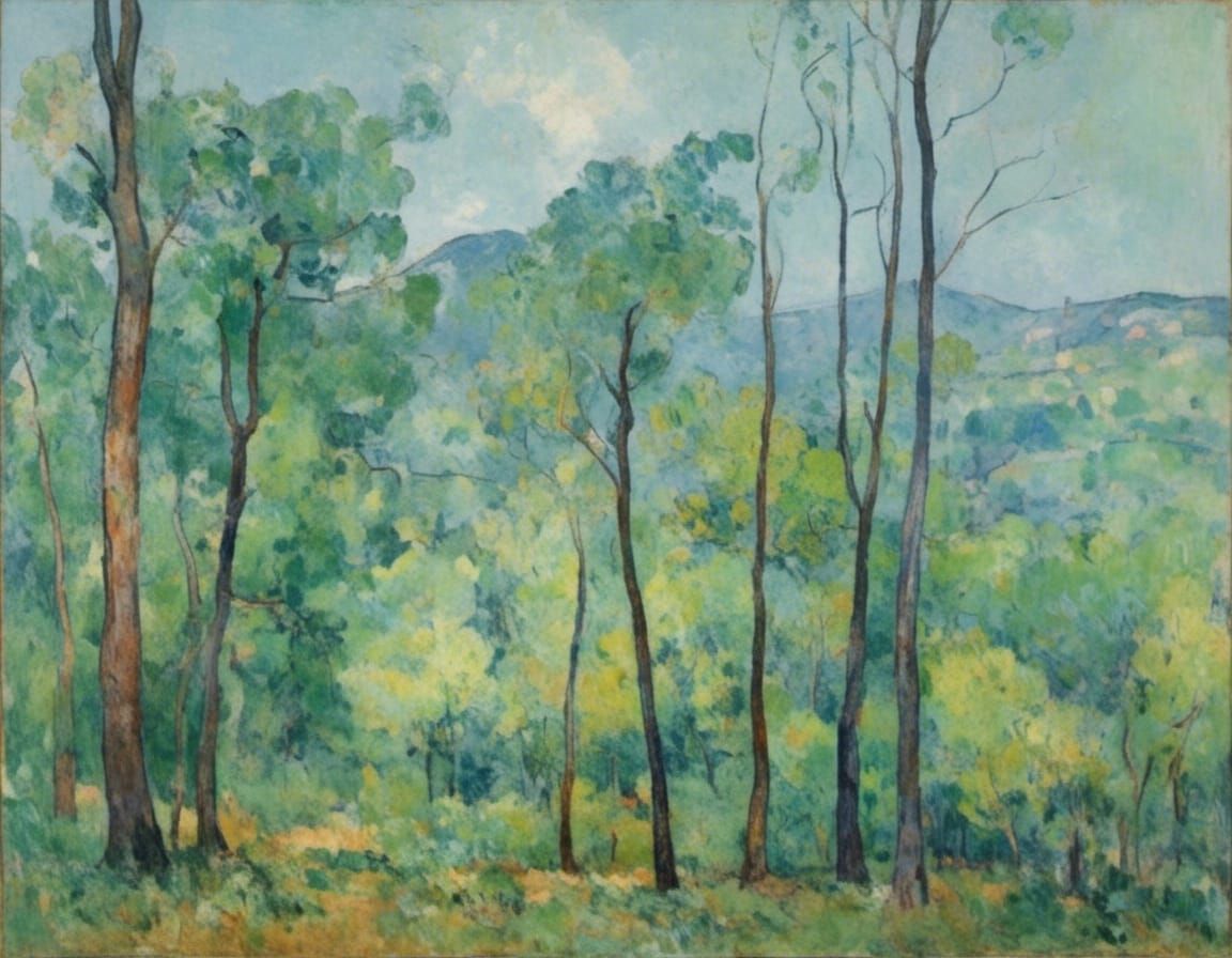 Impressionist Landscape Painting in Cézanne Style