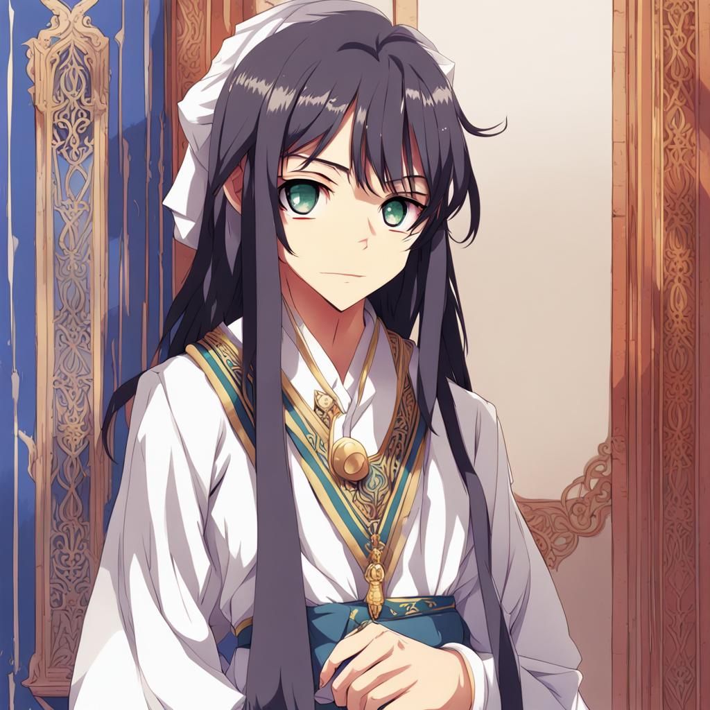 Anime Style Portrait of a 15-Year-Old Moroccan Boy