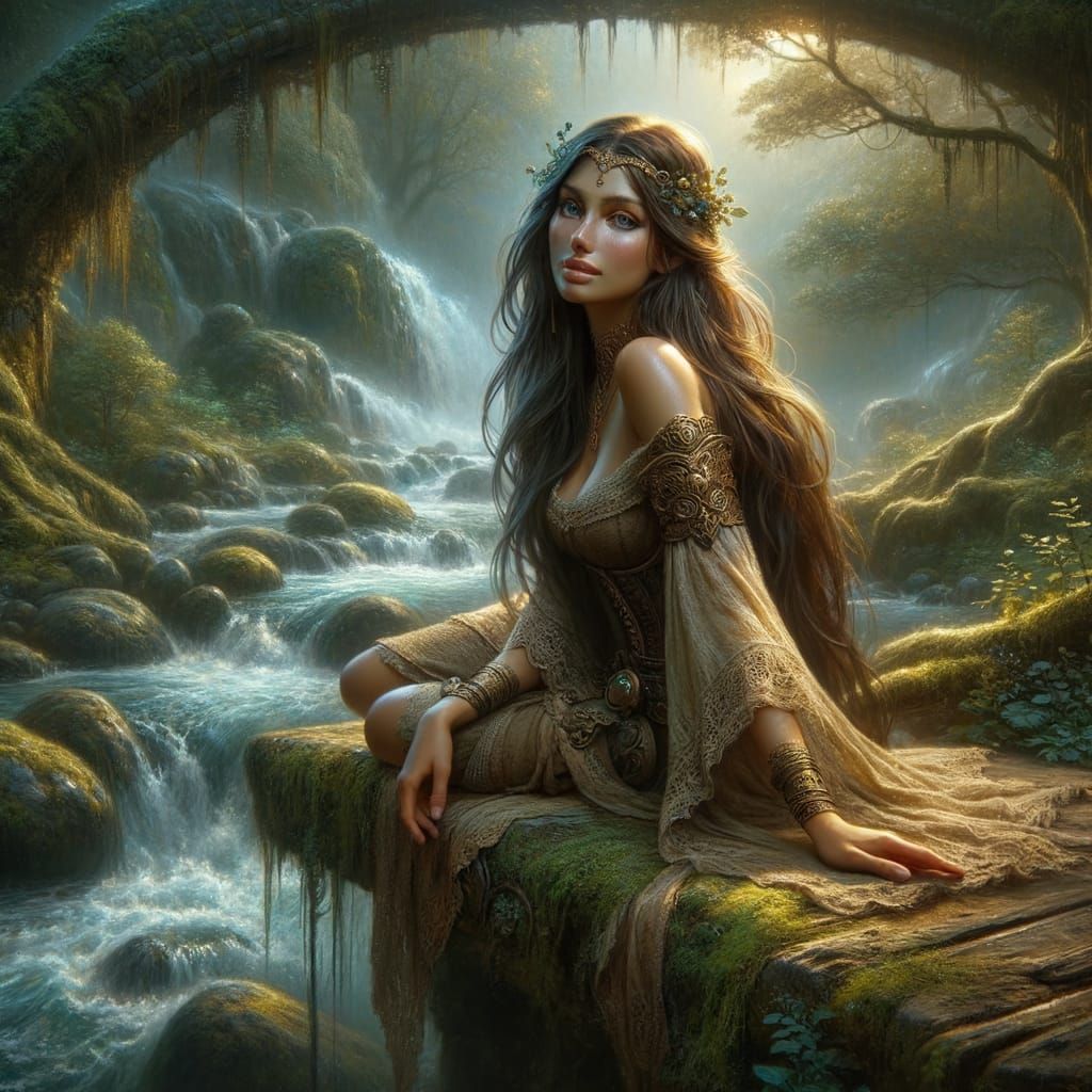 Norse Goddess Portrait in Matte Painting Style