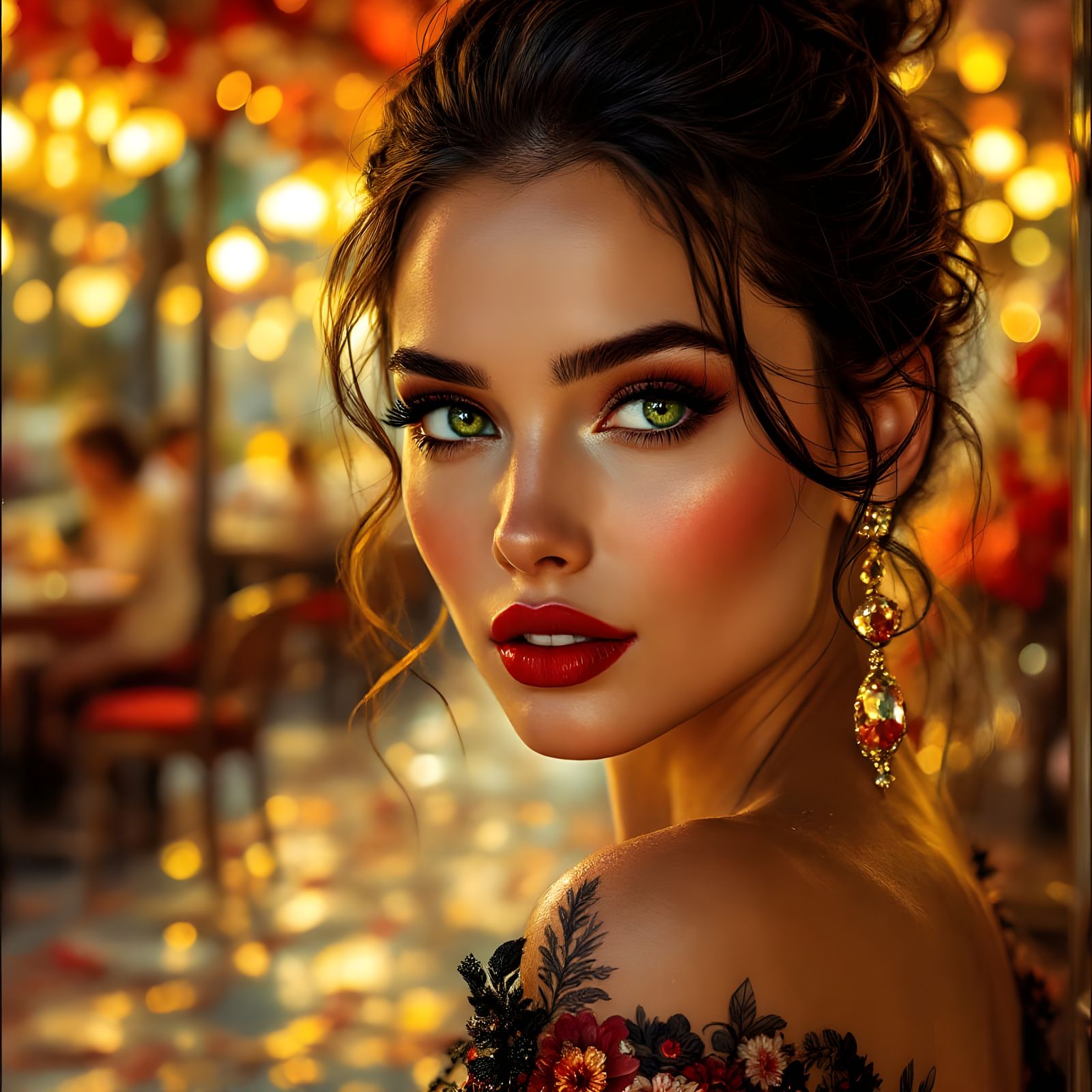 Elegant Woman Portrait in Impressionistic Style