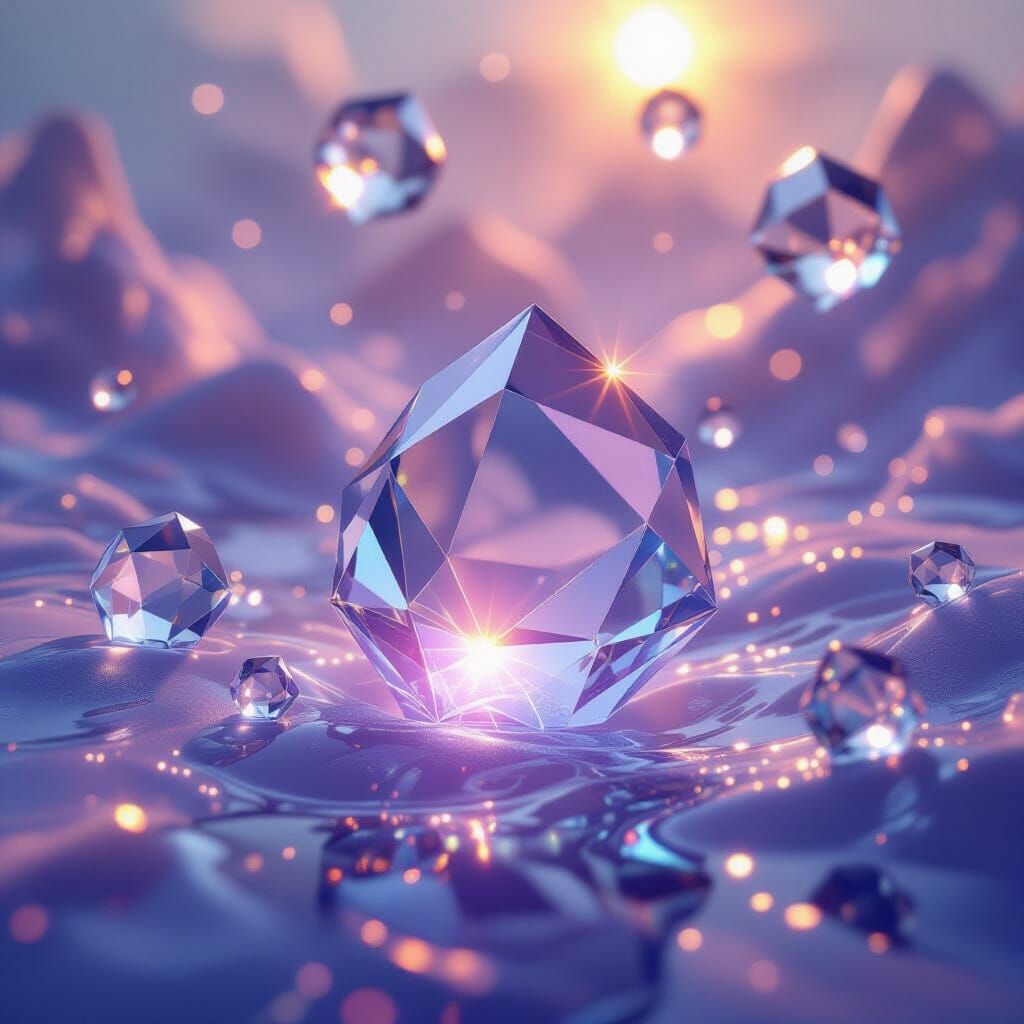 Shimmering Crystalline Formations in Glassmorphism Style